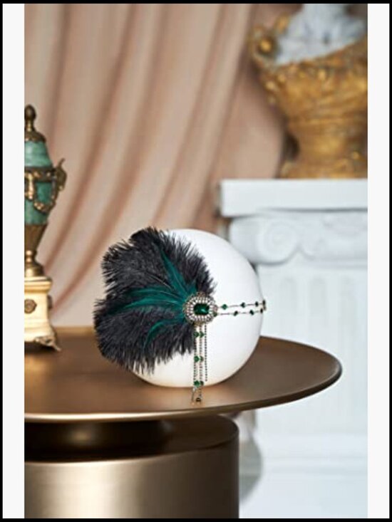 Vintage Flapper Headband Gatsby Roaring 20s Headpiece with Beads and Feathers main image 5